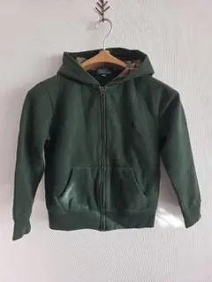 ポロラルフローレン140センチ　グリーン ジップアップパーカー男の子