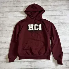 HCI 刺繍 パーカー Champion ECO M ボルドー　メンズ　古着