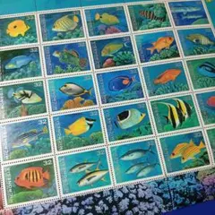 9551 外国切手 ミクロネシア 1996年 色鮮やかな熱帯魚 25枚入りシート