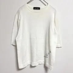 イーストボーイ 五分袖ニット オフホワイト サイズ9 M相当 レディース 綿混