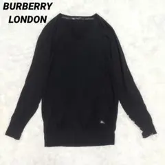 BURBERRY LONDON シルク Vネック 長袖セーター ノバチェック 黒