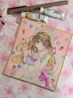 手描きイラスト　オリジナル　アナログ　猫耳♥