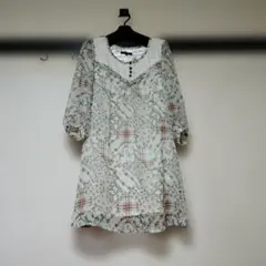 DEAR FLORA チュニック 花柄 パッチワーク風 Mサイズのサムネイル
