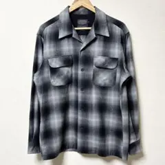 極美品 好配色 ペンドルトン オンブレチェック柄ボードシャツ ブラック×グレー