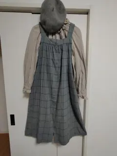 新品　サマンサモスモス　起毛ジャンバースカート　グレー　チェック　М