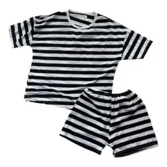 美品★ボーダー柄 ルームウェア セットアップ ブラック×ホワイトのサムネイル