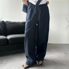 HANNE コットンロールアップカーブパンツ　ネイビー
