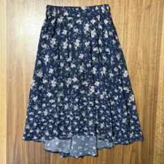 【earth music&ecology】ネイビー フラワー フレアスカート