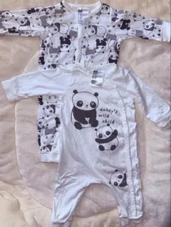2Set H&M パンダ柄ロンパース 2-4m