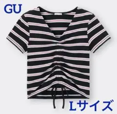 ジーユー GU Tシャツ へそ出し ボーダー ブラック Lサイ Y2Kのサムネイル