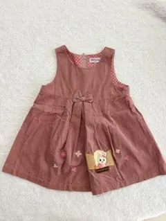 ミキハウス　コーデュロイ ジャンバースカート　ピンク　うさこ　90