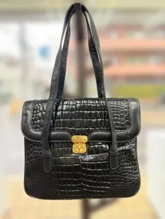 黒 クロコダイル風 トートバッグ