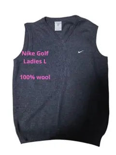 Nike ダークグレー Vネック ベストL ナイキ　ゴルフ毛100%