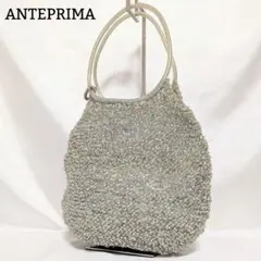 良品◎アンテプリマ ワイヤーバック ハンドバッグ 手提げ ロゴリング シルバー
