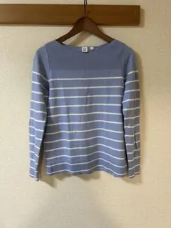 GAP 水色/白ストライプ 長袖ニット