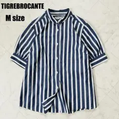 TIGREBROCANTE パフスリーブ半袖シャツ　ストライプ ブルーのサムネイル