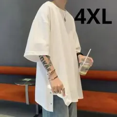 Tシャツ　メンズ　白　4XL ホワイト　半袖　シンプル　オーバーサイズ　大きめ