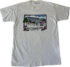 90s ビンテージTシャツ USA製 シングルステッチ 企業 アート 染み込み