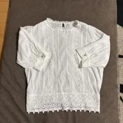 [GRL］ホワイト レース刺繍 五分袖ブラウス