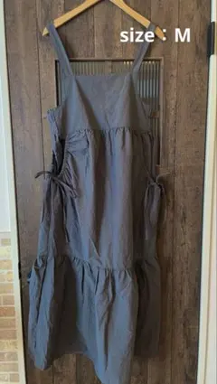シャカシャカ素材 サロペット ロングワンピース
