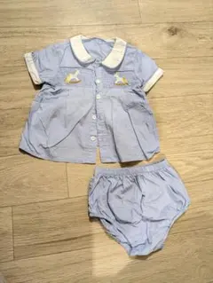 ベビー服 ロッキングホース刺繍 セットアップ 2-3Y