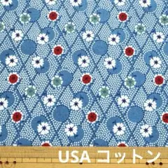 USA コットン　サーティーズ　30’ 格子に花柄　ロバートカフマン