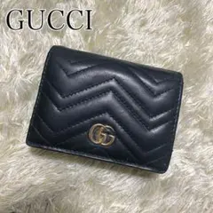 ✨極美品✨ グッチ 二つ折り財布 キルティング GGマーモント プチ ブラック