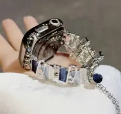 Apple Watch用　シルバー　バンド　38 40 42mm ブルー　新品