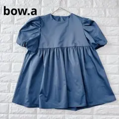 bow.a ボウエ パフスリーブ ペプラムブラウス ネイビー F - メルカリ