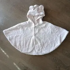 ベビーポンチョ・クマ耳付き・ピンク