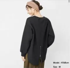 ダブルフェイスバックジップチュニック　ブラック