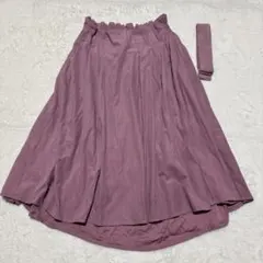 パープル フレアスカート ウエストゴム　ベルト付き