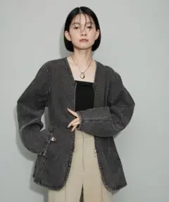 アダムエロペ　ペプラムデニムブルゾン