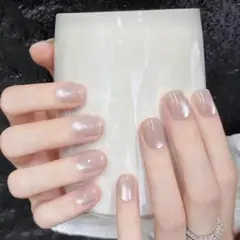 ネイルチップ ショートラウンド マグネット ラメ シンプル 結婚式 成人式