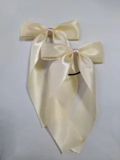 440 たれ付きヘアゴム　アイボリー