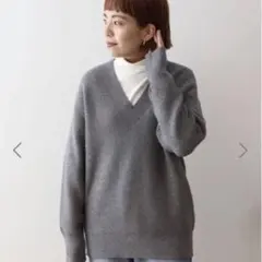 AMERICAN HOLIC ラメ入りVネック片畦ニットプルオーバー