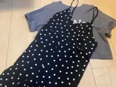 GU 140 ドット柄サロペット黒