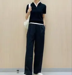 タックワイドパンツ　ブラック　黒　M