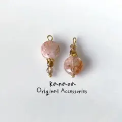 マイカインクォーツ×ブラウンストライプアゲート 天然石ピアスorイヤリング