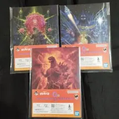 一番くじゴジラ-1.0 G賞キャンバス風イラストボード＆ロゴステッカー3種セット