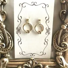 5834　ピアス　ゴールド　ハンドメイド　イヤリング交換無料　結びフープリング