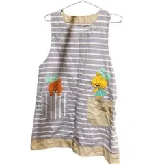 ストライプ エプロン キャラクター刺繍 ジャッキー 保育 保育士