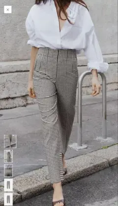 ZARA ギンガムチェック ハイウエストスラックス