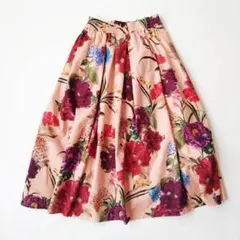 ZARA ザラ フラワープリントフレアスカート 花柄 ピンク ウエストゴムのサムネイル