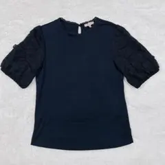 TOCCA トッカ パフスリーブ レース シアー カットソー XS 花柄 黒 紺のサムネイル