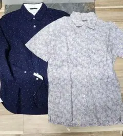 BOYCOTT ネイビー ドット柄 & RUPERT花柄 長袖シャツ 2点セットのサムネイル