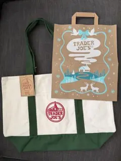 【新色・緑】TRADER JOE'S エコバッグ グリーン　大サイズ　袋付