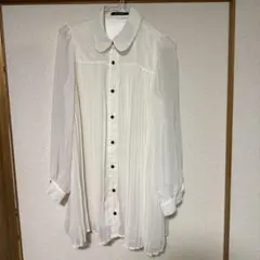 (108)INGNI ホワイト プリーツ長袖シャツ