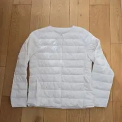 ホワイト ダウンジャケット キルティング薄手