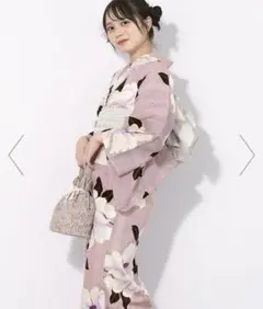 ピンク 花柄 浴衣・帯・下駄　3点セット